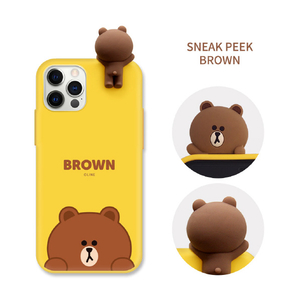 LINE FRIENDS iPhone 12 mini用フィギュア付きカラーソフトケース MACARON CHOCO KCE-CSB030-イメージ16