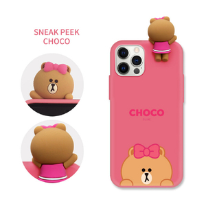 LINE FRIENDS iPhone 12 mini用フィギュア付きカラーソフトケース MACARON CHOCO KCE-CSB030-イメージ18