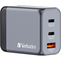 Verbatim 65W PD急速充電対応 GaNチャージャー 3ポート(USB-Cx2、USB-Ax1) 32201