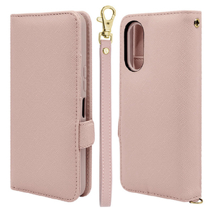 ラスタバナナ arrows We2(F-52E/FCG02)用ハンドストラップ付き手帳型ケース ライトピンク 7979ARWE2BHSLPK-イメージ1