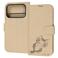 レイ・アウト iPhone 18 Pro用 / 17 Pro用 / 猫のダヤン / 衝撃吸収 マグネットベルト シンプル 手帳型レザーケース / ダヤン_にゃんキュー RJ-IP58ELC1BE/DY5