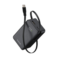 エレコム 巻き取り式ケーブル一体型モバイルバッテリー(10000mAh/45W) ブラック DE-C81L-10000BK