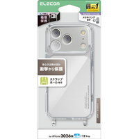エレコム iPhone18 Pro用ハイブリッドケース ストラップホール付 極限 クリア PM-A26CHVCSHKCR