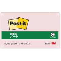 3M ポスト・イット ノート 再生紙 75×127mm ピンク 1冊 F803223-655RP-P