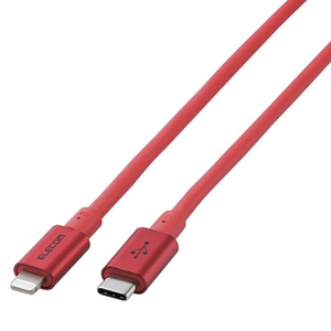 エレコム USB-C to Lightningケーブル(やわらか耐久) 2．0m オリジナル レッド ED-CLYS20RD-イメージ1