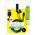 エアージェイ 3in1マルチケーブル (microUSB+Type-C+Lightning) 1m 【+ECO】 ブラック UKJ-ELMC1M BK